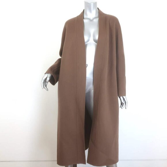 'S Max Mara Calla Belted Wrap Coat Brown Felted Wool Size US 4 - Picture 4 of 13